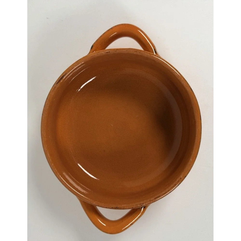 De Silva Set Of Two Italian Terracotta Glaze Bowls with Handles 5 Inches